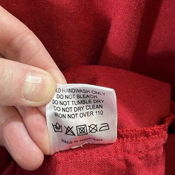 Rue Stiic Anthropologie Womens Linen Jumpsuit Size M Red Cropped Coastal Minimal - Picture 7 of 9